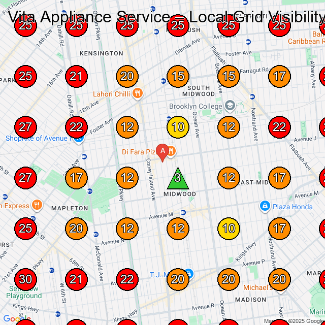 Vita Appliance Service GeoGrid visibility map for Appliance Store in Brooklyn